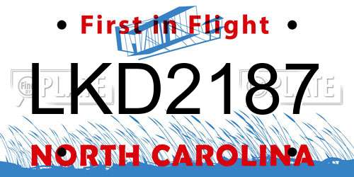 LKD2187 North Carolina License Plate