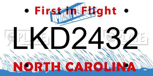 LKD2432 North Carolina License Plate