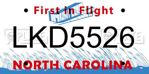 LKD5526 North Carolina License Plate