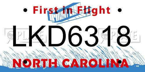 LKD6318 North Carolina License Plate