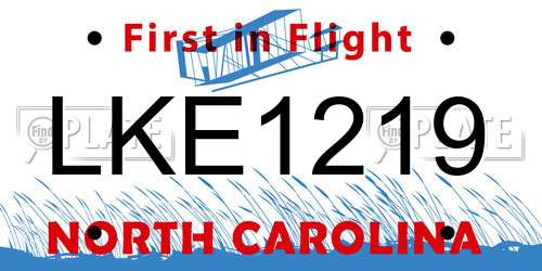 LKE1219 North Carolina License Plate