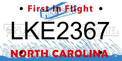 LKE2367 North Carolina License Plate