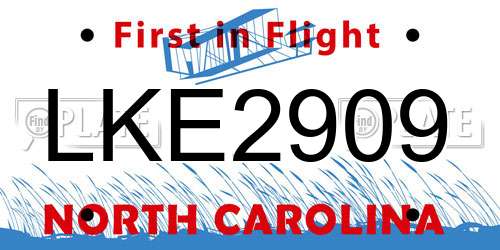 LKE2909 North Carolina License Plate