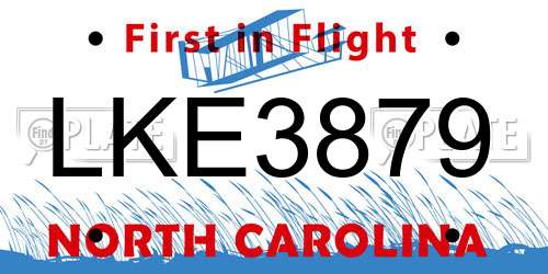 LKE3879 North Carolina License Plate