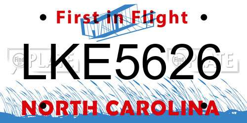 LKE5626 North Carolina License Plate