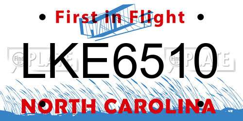 LKE6510 North Carolina License Plate