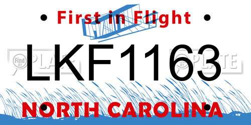LKF1163 North Carolina License Plate