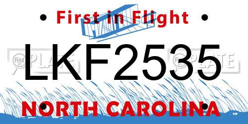 LKF2535 North Carolina License Plate