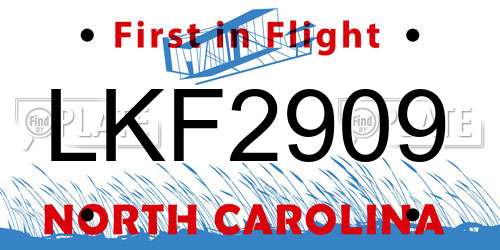 LKF2909 North Carolina License Plate