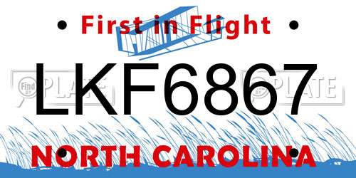 LKF6867 North Carolina License Plate