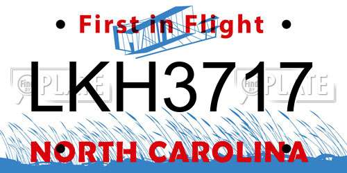 LKH3717 North Carolina License Plate