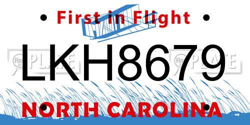 LKH8679 North Carolina License Plate