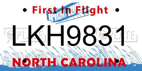 LKH9831 North Carolina License Plate