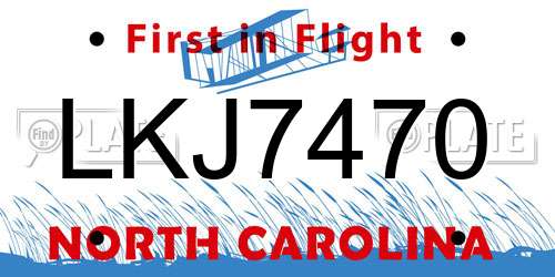 LKJ7470 North Carolina License Plate