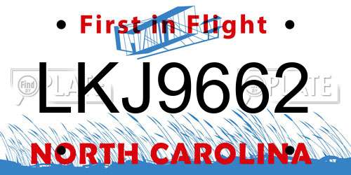 LKJ9662 North Carolina License Plate
