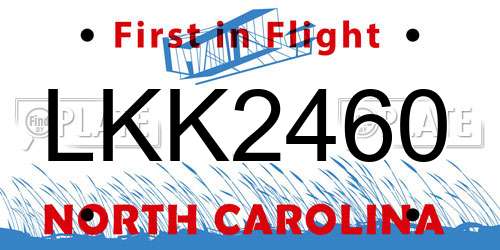 LKK2460 North Carolina License Plate