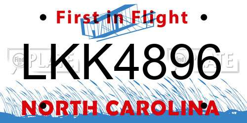 LKK4896 North Carolina License Plate