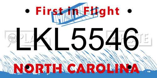 LKL5546 North Carolina License Plate