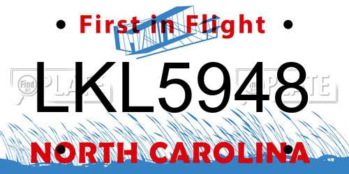 LKL5948 North Carolina License Plate