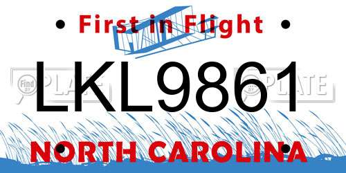 LKL9861 North Carolina License Plate