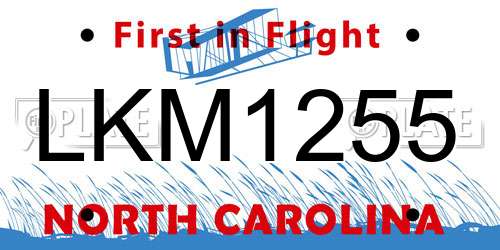 LKM1255 North Carolina License Plate