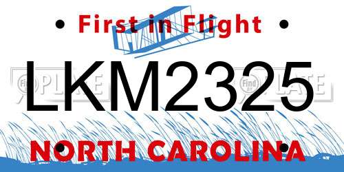 LKM2325 North Carolina License Plate