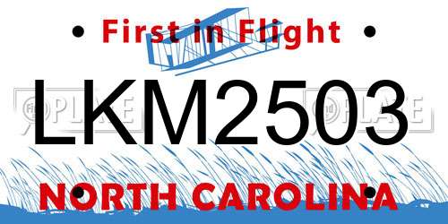 LKM2503 North Carolina License Plate