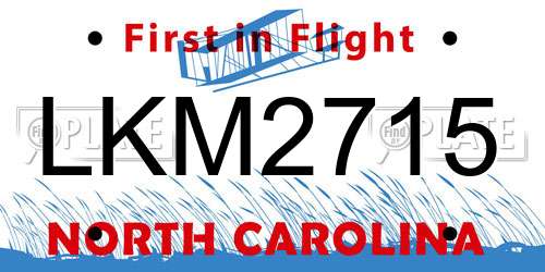 LKM2715 North Carolina License Plate