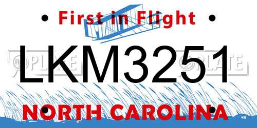 LKM3251 North Carolina License Plate