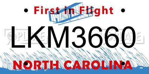 LKM3660 North Carolina License Plate