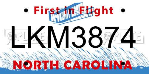LKM3874 North Carolina License Plate