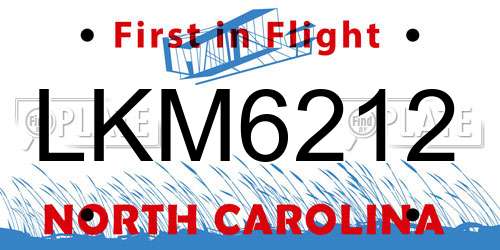 LKM6212 North Carolina License Plate