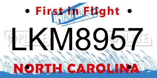 LKM8957 North Carolina License Plate