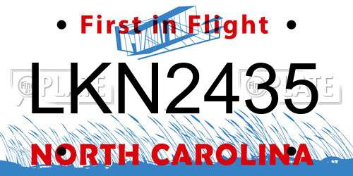 LKN2435 North Carolina License Plate