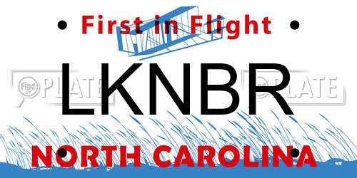 LKNBR North Carolina License Plate