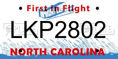 LKP2802 North Carolina License Plate