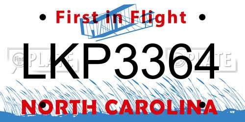 LKP3364 North Carolina License Plate