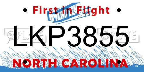 LKP3855 North Carolina License Plate