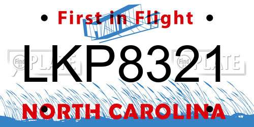 LKP8321 North Carolina License Plate