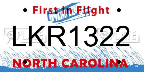 LKR1322 North Carolina License Plate