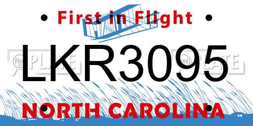 LKR3095 North Carolina License Plate
