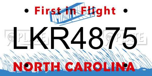 LKR4875 North Carolina License Plate