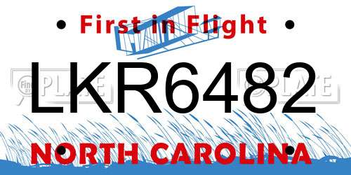 LKR6482 North Carolina License Plate