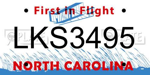 LKS3495 North Carolina License Plate