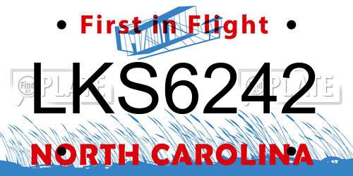 LKS6242 North Carolina License Plate