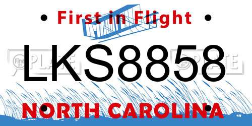 LKS8858 North Carolina License Plate