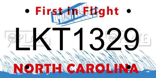 LKT1329 North Carolina License Plate