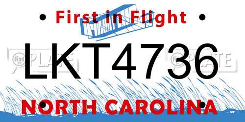 LKT4736 North Carolina License Plate