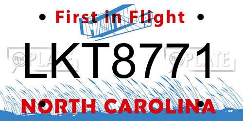 LKT8771 North Carolina License Plate