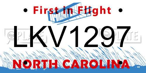 LKV1297 North Carolina License Plate